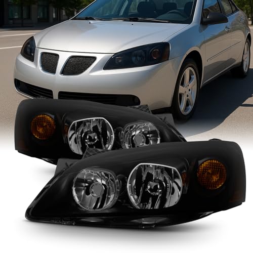 AKKON - For [Black Smoke] 2005 2006 2007 2008 2009 2010 Pontiac G6 Left + Right Side Headlights Replacement Set