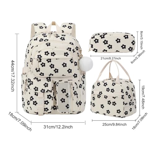 Coquette Backpack Set - Cute Strawberry Backpack 3Pcs Kawaii Aesthetic Daypack with Lunch Bag (C)3