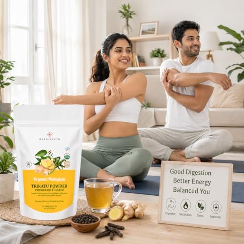 Image of Organic Trikatu Powder Churna 100g | Pure Herbal Supplement with Ginger, Pippali & Black Pepper | Natural Metabolism Booster & Digestive Wellness for Weight Management | USDA Certified