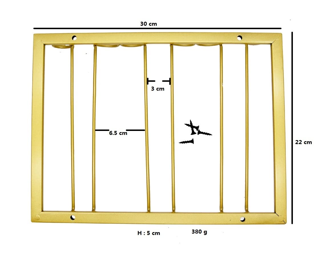 Abcsea Golden Wine Glass Rack Under Cabinet – Stemware Holder, 3 Rows, Holds 6 Glasses, Cast Iron - View #9