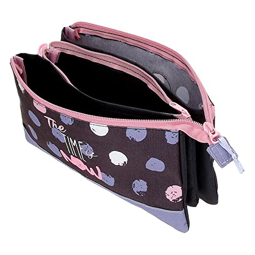Roll Road Roll Road The Time is Now Triple Case Black 22x12x5 cm Polyester, Black/White, Triple Case, 22 cm x 12 cm x 5 cm - Image 4