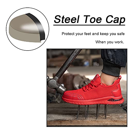 Veiligheidsschoenen Heren Dames Werkschoenen Lichtgewicht Ademende Beschermende Schoenen Sneaker met Stalen Neus Zwart… - Image 4