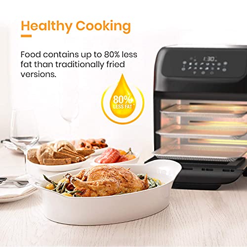 Pro Breeze 12 Quart Air Fryer Oven - Large Air Fryer Toaster Oven with 12 Smart Cooking Modes such as Rotisserie, Food Dehydrator, Bake, Roast, Reheat, Includes 19 Accessories with 3 Rack Levels 7 Pro Breeze 12 Quart Air Fryer Oven - Large Air Fryer Toaster Oven with 12 Smart Cooking Modes such as Rotisserie, Food Dehydrator, Bake, Roast, Reheat, Includes 19 Accessories with 3 Rack Levels - Image 5