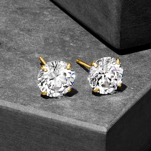 Ross-Simons Round CZ Stud Earrings in 14kt Yellow Gold3