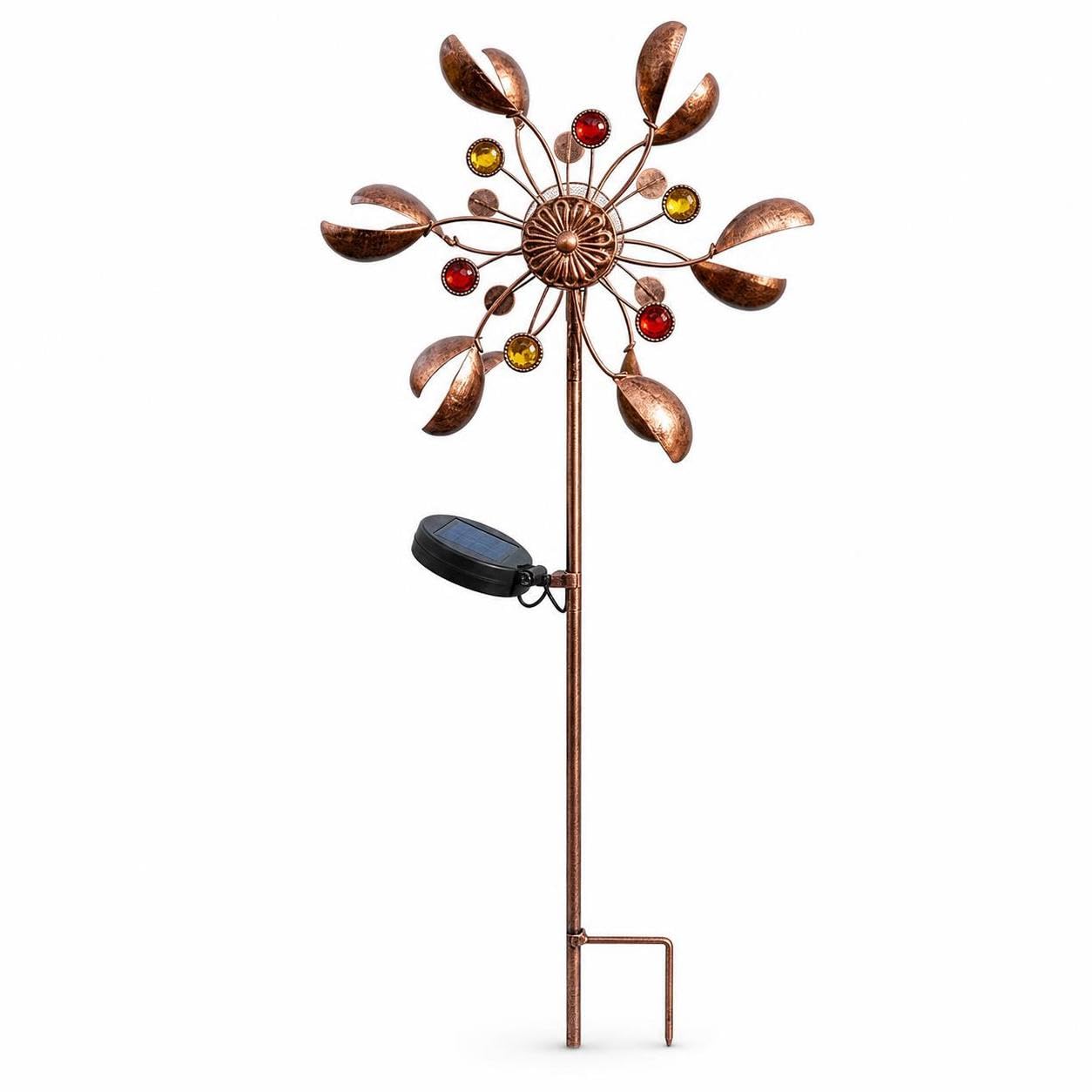 Molinillo Viento Solar Metal con Estaca para Jardín, coración Exterior con Iluminación, Molino de Viento 1 (Solar no Luminoso) de Alta rentabilidad