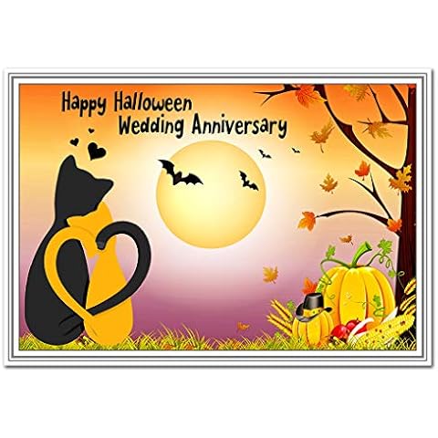 Halloween Wedding Anniversary Card with Cats and Bats Cover