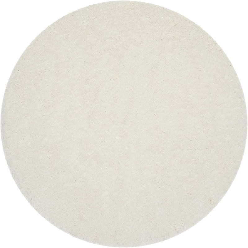 Image of Round Plain Fur Rugs for Hall and Drawing Room 7x7 Feet White