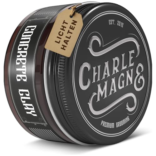 Charlemagne Concrete Clay Pomade - 100 ml, 1er Pack - Starker Halt Pomade Herren - Fettfreie Textur mit Haarclay - Mattes Finish Haarwachs - Made in Germany