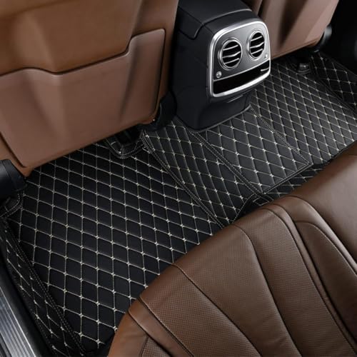 Image of 7D Car Floor Mat Compatible for La.nd Ro.ver FREELENDER | Luxury Leatherette with Grass | Waterproof & Washable | Complete Set | Color - Black Beige
