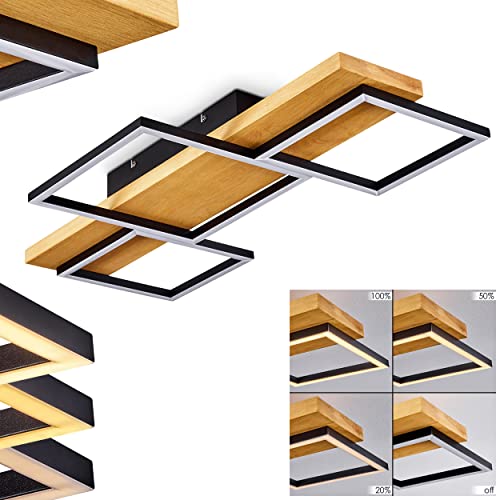 LED Deckenleuchte Pompu, dimmbare Deckenlampe aus Metall/Holz in...