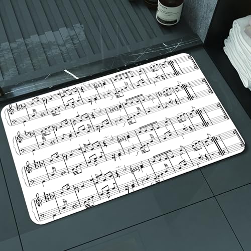 KDWJS Tappeto da bagno antiscivolo, in morbida microfibra a pelo lungo,Antiscivolo,Lavabile in lavatrice,Assorbenti,Musica, Note musicali sulla chiave Illustrazione Stampa artistica con mot,40x60 cm KDWJS Tappeto da bagno antiscivolo, in morbida microfibra a pelo lungo,Antiscivolo,Lavabile in lavatrice,Assorbenti,Musica, Note musicali sulla chiave Illustrazione Stampa artistica con mot,40x60 cm