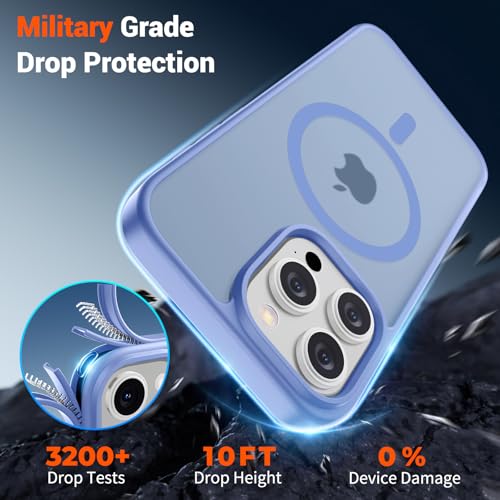 Image of SUPFINE Magnetic for iPhone 15 Pro Case (Compatible with MagSafe) (Military Grade Drop Protection) Translucent Matte Shockproof with Anti-Fingerprint Phone Case,Blue Purple