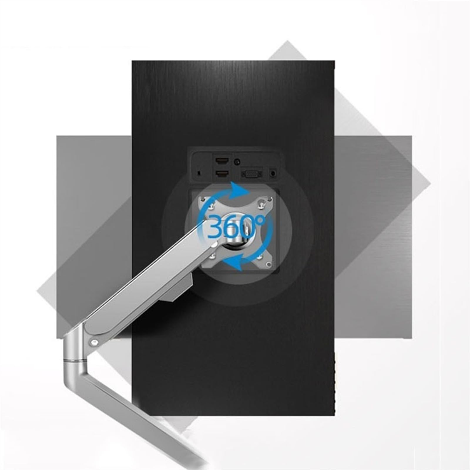 Braccio for monitor singolo adatto a schermi da 17-30" entro 19,8 libbre, supporto da scrivania for monitor con molla a gas regolabile con morsetto a C e base passacavo, VESA massimo 100x100 mm(Silver