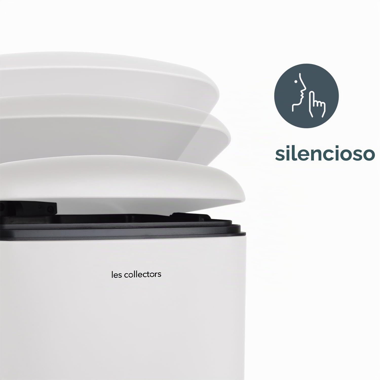 Les Collectors, Cubo de cocina a pedal N°528, Acero inoxidable, Capacidad 20L, Compatible con bolsas de 30L, Compacto, Práctico, Cierre silencioso, Cubeta interior extraíble, Acabado mate, Blanco