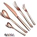 HOMQUEN Kupfer Besteck Set 30 Stück, Kupfer Besteckset aus Edelstahl, Kupfer Titanbeschichtung, Utensiliensets Service-Set für 6 (Roségold Glänzend)