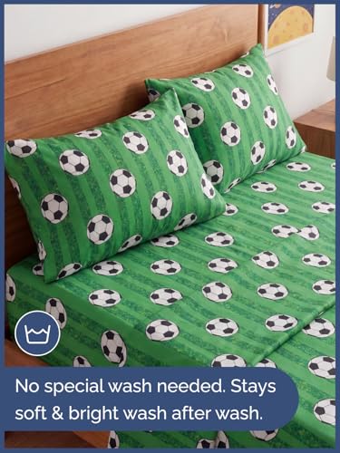 Image of Kids Full Size Soccer Bed Sheets - 4 Piece Kids Soccer Sheet Set | Soccer Themed Bedding, Ultra-Soft, Cute & Cozy, Breathable & Machine Washable, Kids Bed Set for Boys, Girls, Teens & Toddlers