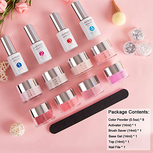 Lavender Violets Dip Pulver 13 Pcs 14g/Glas Dipping Powder System Nagel Starter Kit Acryl Puder Nail Farbe für Maniküre… – Bild 6