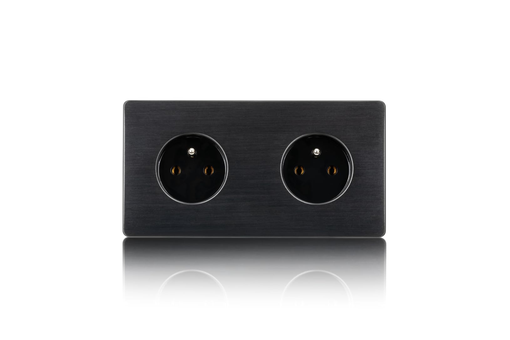 Gniazdko Elektryczne Podwójne Czarne Stal Szczotkowana PVD Black PREMIUM