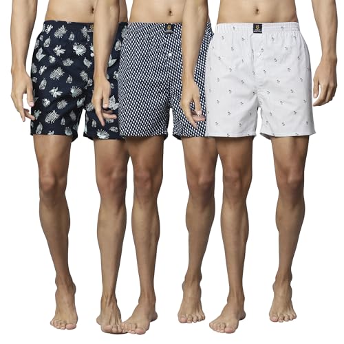Image of Urban Scottish Ultra-Comfortable Men's Boxer Pants (Pack of 3) - 100% Cotton Material with A Stylish Print - Soft and Stretchy Elastic Waist Band - Dynamic Movement and Hardwearing Stitching