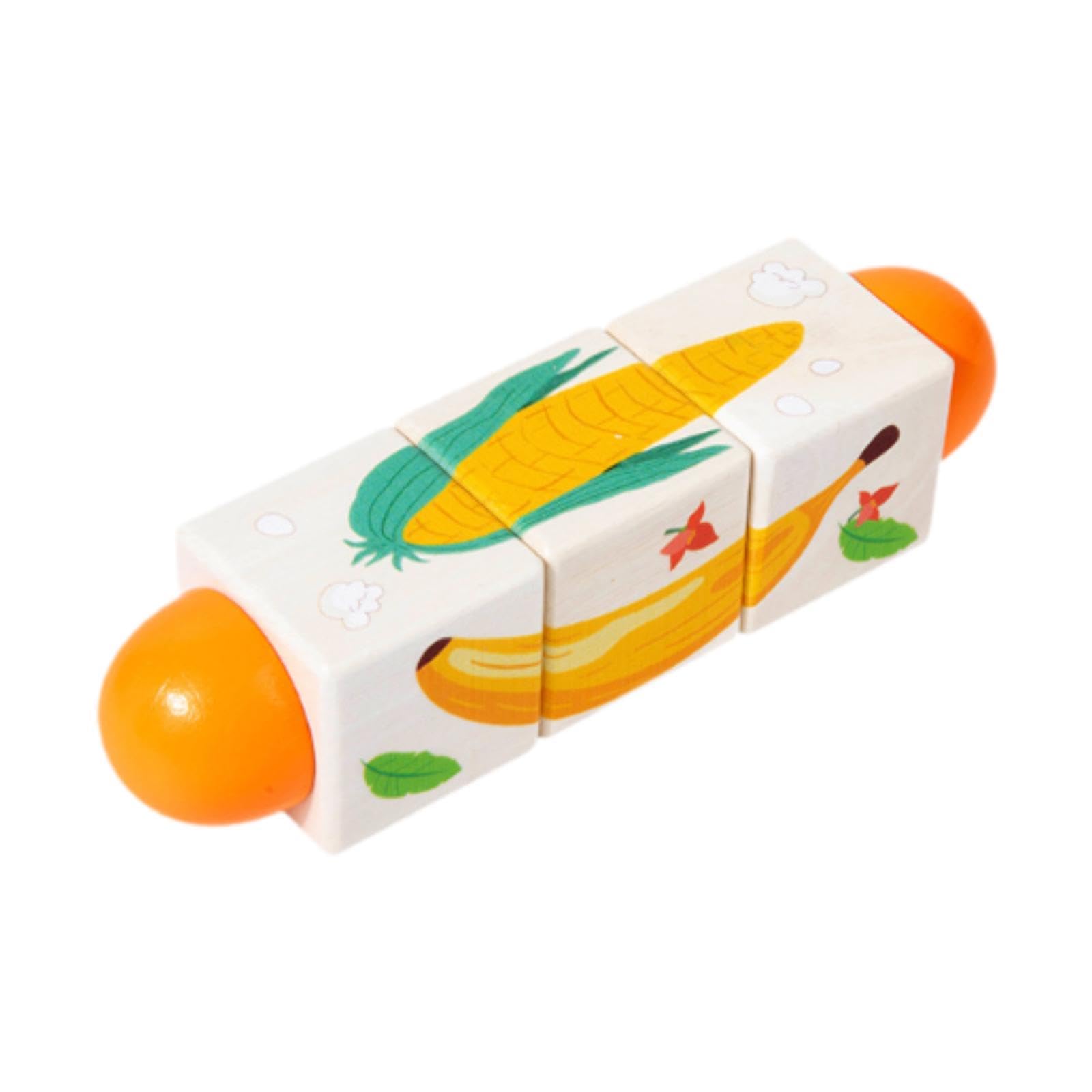 Wooden Twist Toy for Skill Recognition, Educational Jigsaw Blocks Designed for Toddlers, fruits vegetables