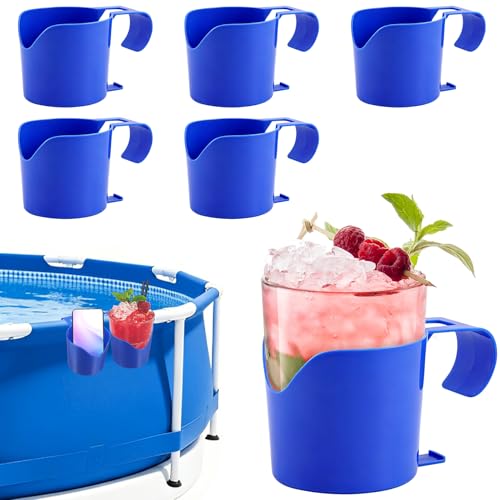Forbabe 6 Stück Getränkehalter Poolrand Kunststoff Pool Getränkehalter Hängehalter Poolside Cup Holder Multifunktionaler Pool Becherhalter für Whirlpool Aufstellpools von Getränke Bier Mobiltelefone