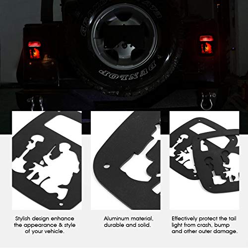 Partol YJ Tail Light Cover For Jeep Wrangler TJ YJ 1987-2006, Exterior Tail Light Guard Protect Shade Hollow Out Rear Tail Light Covers (Soldier)