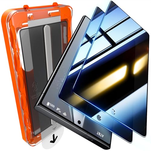 UniqueMe for S24 Ultra Privacy Screen - 2 PACK Samsung Galaxy S24 Ultra Privacy Screen Protector [Fingerprint Unlocking] Easy Installation Bubble-Free Anti-Spy 9H Tempered Glass 3D Full-coverage
