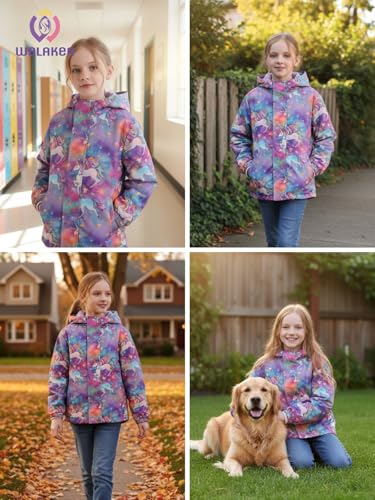 Image of WELAKEN Fleece lined Jackets with Water-Resistance Frabic for Kid's & Toddler II Girl's Rain Jacket & coats