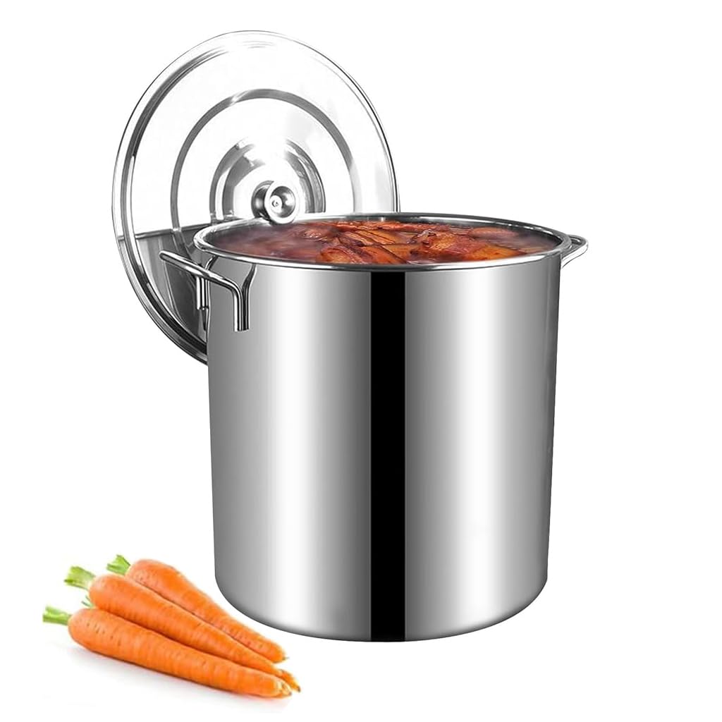 MYUYEE Commercial Stainless Steel Soup Pot With Lid, Large Capacity For Cooking And Sauces (35L)