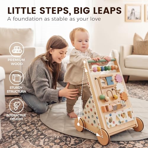 Tiny Land Wooden Baby Walker, Baby Push Walker, Montessori Walker Toy thumb #1