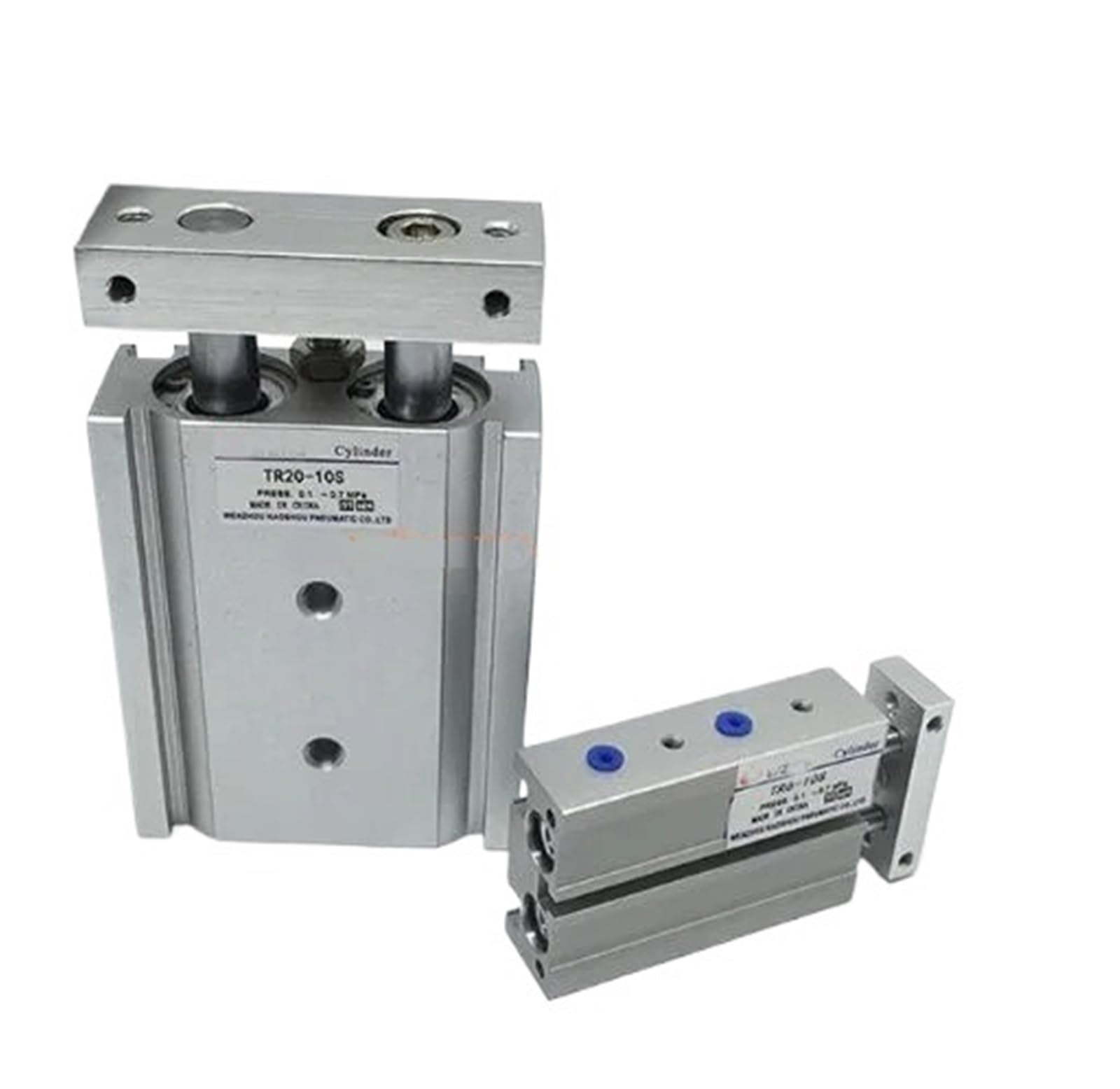 Vérin pneumatique TR20x125 à double arbre et double tige pour guidage précis