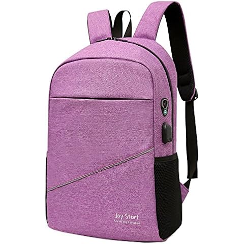 Lightweight Laptop Backpacks 15.6 Slim Business Backpack with USB Charging Port Earphone Jack for Laptop/Notebook/Computer Fits up to14 Inch Purple Cover
