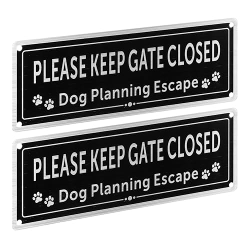 2 Pcs Please Close The Gate Matal Sign 9.8 x 3.5In Dog Planning Escape Signs Rust Free Aluminum Metal Warning Sign Please Keep Gate Closed Signs UV Protected Weather Resistant Durable Easy to Mount