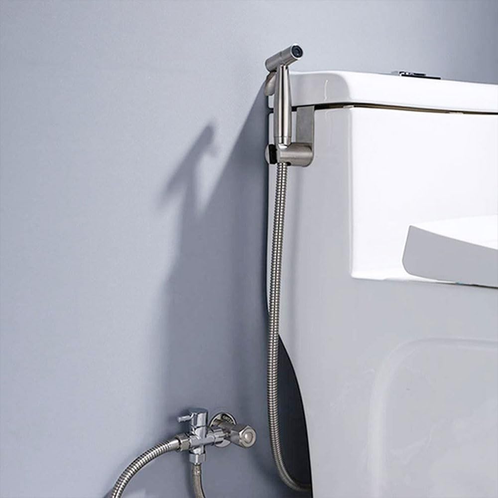 Set di 2 spruzzatori portatili per bidet e WC, in acciaio inox, per l'igiene personale del bagno, kit per bidet personale, bagno per animali domestici, lavaggio auto, fiori d'acqua (G1/2)