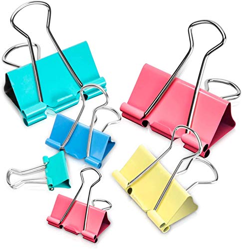 Binder Clips, 100PCS Binder Clips Assorted Sizes [2020 Upgrade] Large, Medium, Mini Binder Clips Combination, can use for Office, Home, School