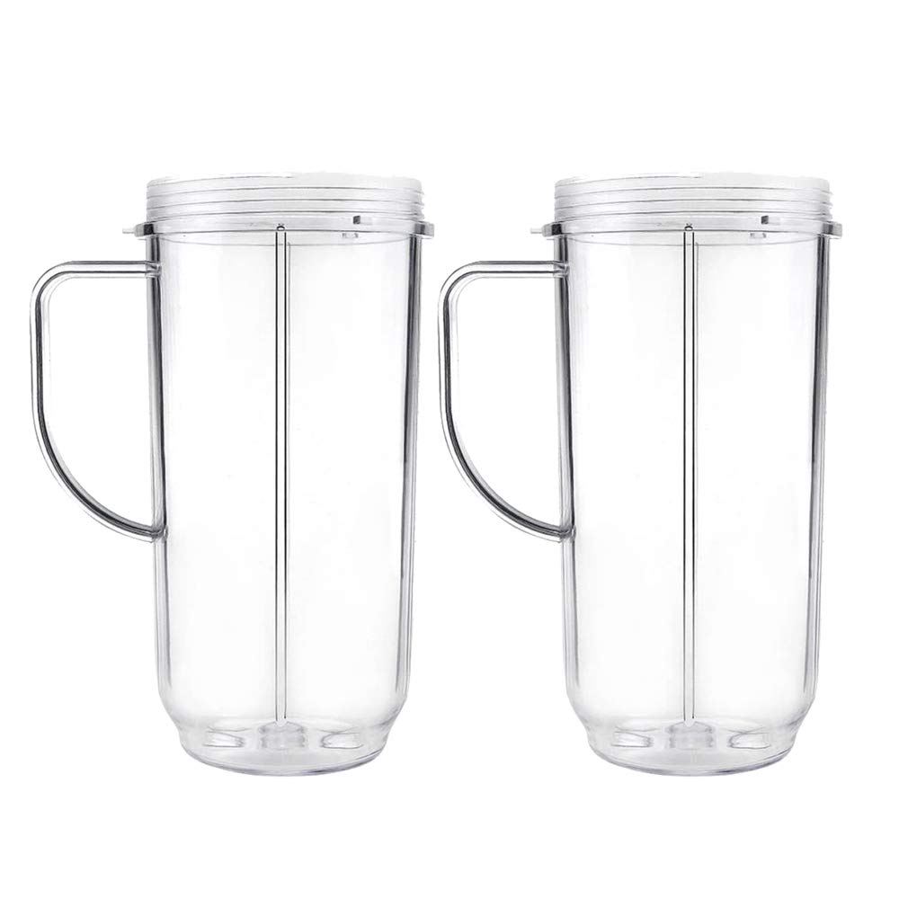 2 PCS Tall 22oz Replacement Magic Bullet Blender Cups, 22OZ Blender Cups Jar compatible with 250W Magic Bullet MB1001 Series Juicer Mixer
