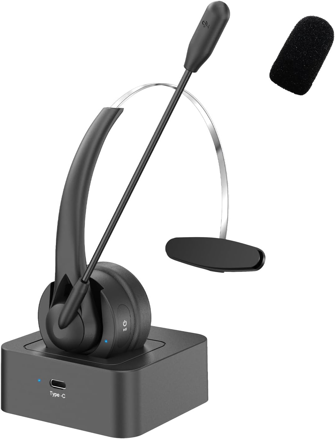 OKUBOX Bluetooth Headset with Microphone，Customer Service Operator Earphones can Last up to 100 Hours. Headworn Aviation Bluetooth Earphones, Wireless Office, Business Truck Driver's Ear Return