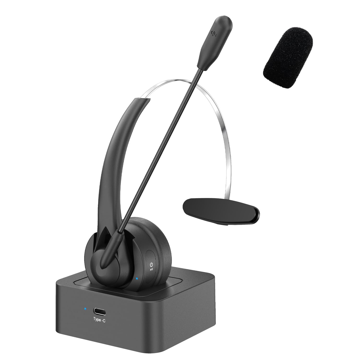 OKUBOX Bluetooth Headset with Microphone，Customer Service Operator Earphones can Last up to 100 Hours. Headworn Aviation Bluetooth Earphones, Wireless Office, Business Truck Driver's Ear Return