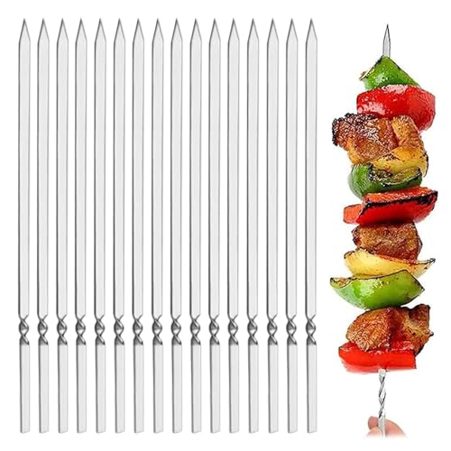 Accesorios De Asador, Music 100 Piezas de Brochetas, Brochetas de Barbacoa de Acero Inoxidable, Brochetas Planas, Utensilios de Barbacoa Reutilizables, Accesorios para Parrilla de...