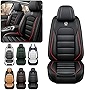 Iceleather Car Seat Covers for Cadillac CTS-V 2004-2019,Waterproof Soft Breathable PU Leather Seat Cover with Storage Pockets(Black&Red,Front Set)