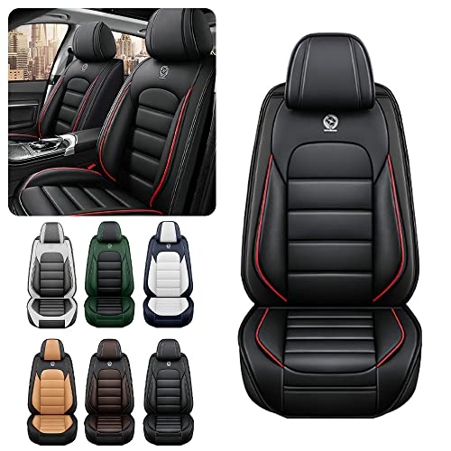 Iceleather Car Seat Covers for Chevrolet Blazer 2019-2023,Waterproof Soft Breathable PU Leather Seat Cover with Storage Pockets(Black&Red,Full Set)