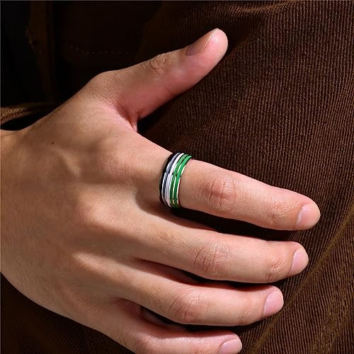 Image of Unisex 8mm Colorful Stripes Pride Ring | Stainless Steel, Unique Cool Enamel, Homosexuals LGBT Gay, Eternity Couple Wedding Band