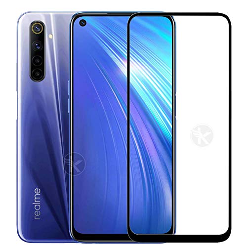 Image of Screen Protector for Realme 6 / 6i / Reno 2 (Black) Tempered Glass Edge-to-Edge 6D Screen Guard With Installation Kit