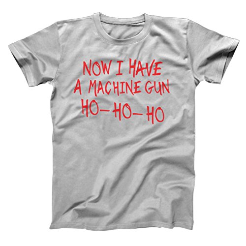 Now I Have A Machine Gun Ho Ho Ho Funny Retro Holiday Christmas Party Mens Shirt XXX-Large Gray