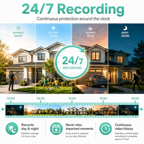 Image of Firstrend 5MP Wireless Security Camera System, 4 Camera CCTV Kit with 2TB HDD, Two-Way Audio, Night Vision, Motion Detection Alerts,24 /7 Recording Remote App Viewing, Indoor Outdoor Home Security