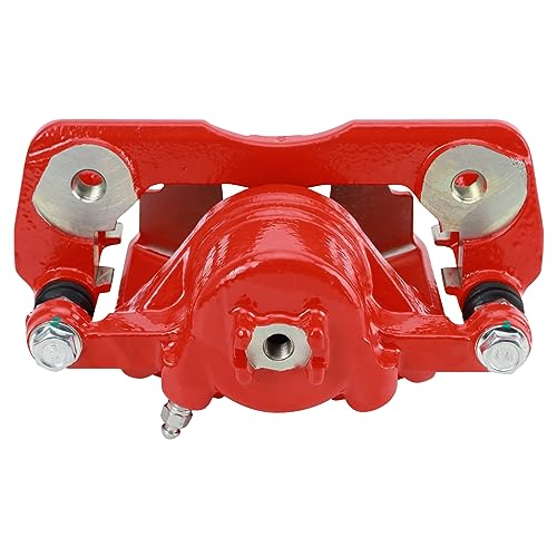 Image of TRQ Front Left Right Brake Caliper w /Bracket Performance Red Driver | For 2013-2014 Acura ILX 2012-2015 Honda Civic 2009-2020 Fit