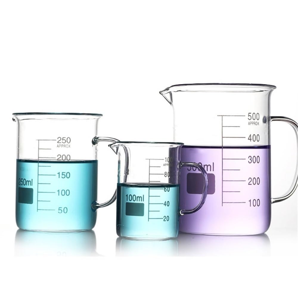 Szklana wysoka zlewka Wysoka zawartość laboratoryjnego szkła borokrzemowego Kuchenna miarka z uchwytem 50-1000 ml(400ml 1pcs)