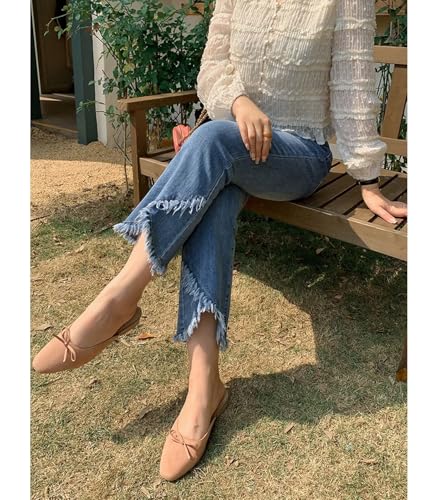 INVACHI Womens Stretch Cropped Fringe Jeans Distressed and Ripped Denim Jeans Tassel Denim Pants with Frayed Hem4