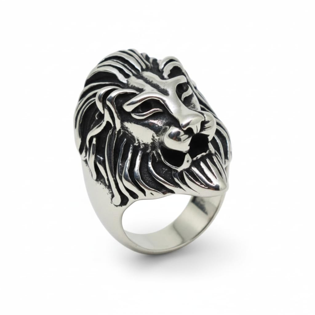 the men thing Royal Series - LION KING RING - Pure Stainless Steel Men’s Steel-Plated Ring – Statement Luxury Jewelry (Size : 15-16-18-20-22-23-26-28-30)-picture-18
