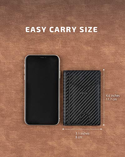 Image of VULKIT Bifold Front Pocket Slim Wallet RFID Blocking Minimalist Thin Leather Credit Card Holder Wallet for Men and Women Carbon Fiber